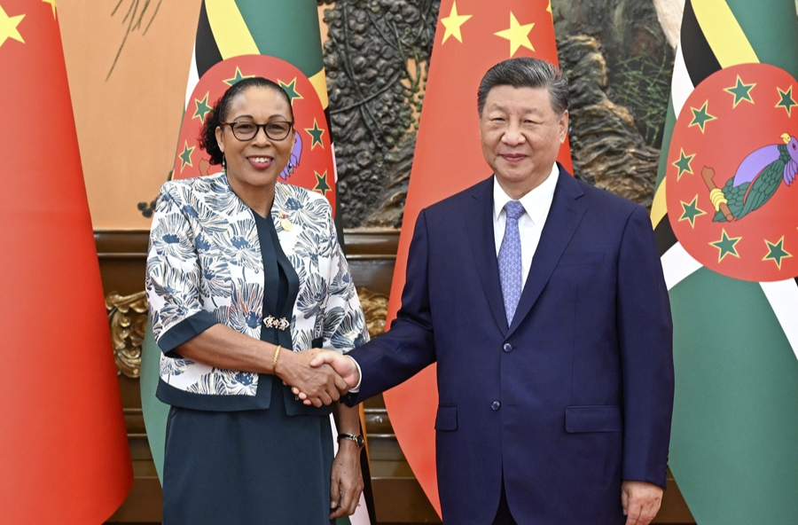 习近平会见多米尼克总统伯顿